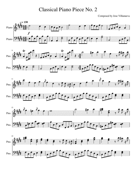 Classical Piano Piece No 2 Sheet Music