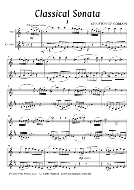 Free Sheet Music Classical Sonata For Flute Or Oboe And Clarinet In Bb