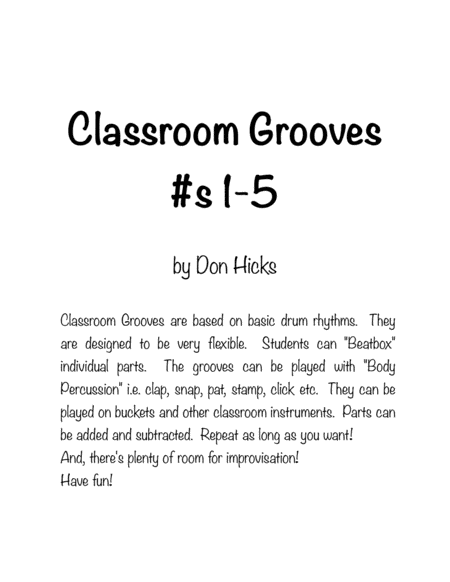 Free Sheet Music Classroom Grooves