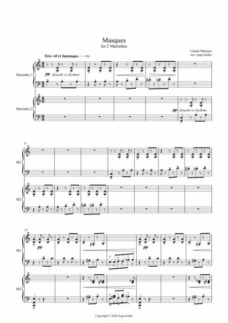 Free Sheet Music Claude Debussy Masques Arranged For 2 Marimbas 5 0 By Anja Goller