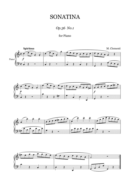 Clementi Sonatina For Piano Op 36 No 1 Sheet Music