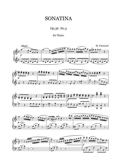 Clementi Sonatina For Piano Op 36 No 3 Sheet Music