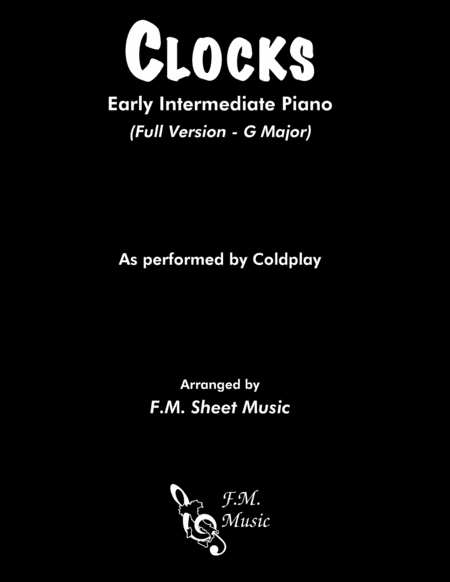 Clocks Early Intermediate G Major Sheet Music