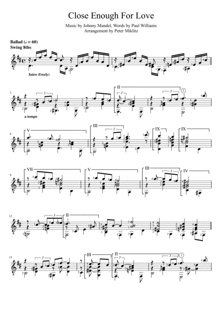 Free Sheet Music Close Enough For Love