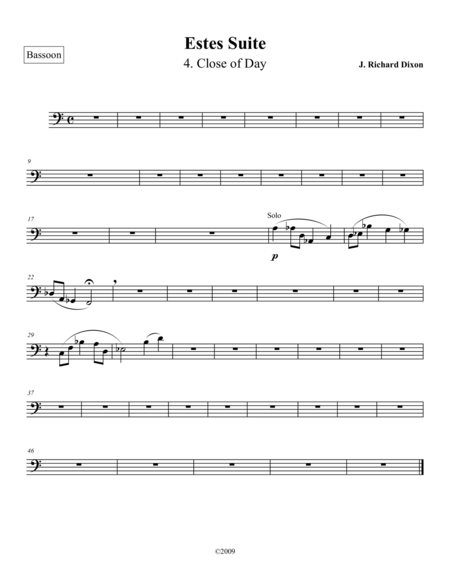 Close Of Day From Estes Suite Bassoon Sheet Music