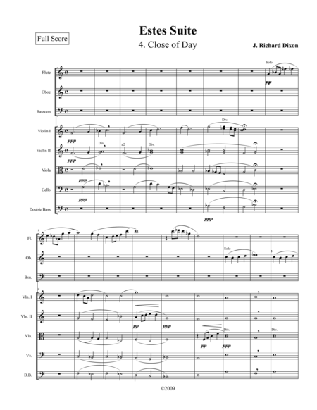 Free Sheet Music Close Of Day From Estes Suite