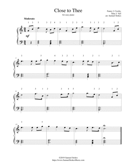 Close To Thee For Easy Piano Sheet Music
