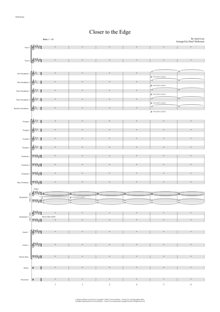 Free Sheet Music Closer To The Edge Vocal With Big Band Key Of F