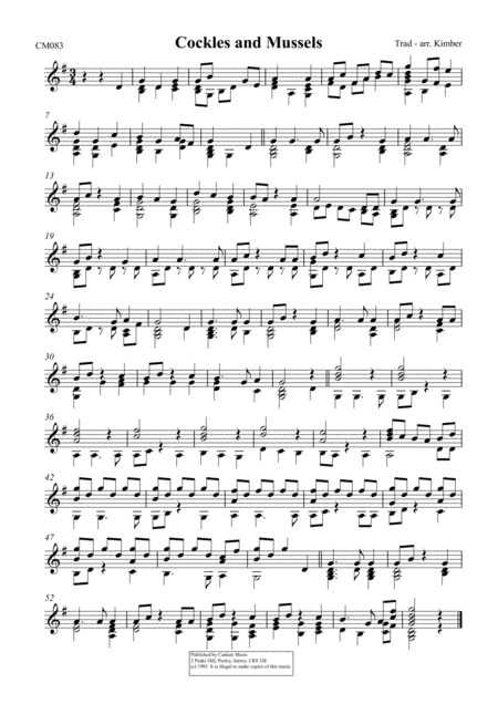 Free Sheet Music Cockles And Mussels For 2 Octaves Handbells