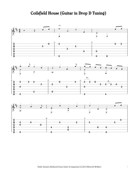 Free Sheet Music Coilsfield House For Fingerstyle Guitar In Drop D Tuning