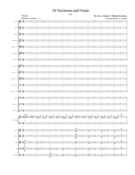 Collective Composition By Borodin Cui Liadov Rimsky Korsakov 24 Variations With Finale On An Unchanged Theme Tati Tati Orchestrated By Arkady Leytush Sheet Music