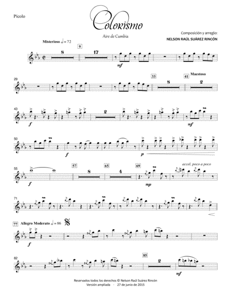 Free Sheet Music Colorismo Parts