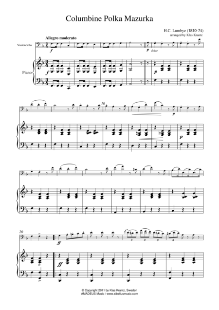 Columbine Polka Mazurka For Cello And Piano Sheet Music