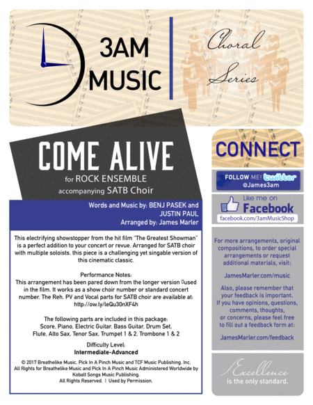 Come Alive Score And Band Parts For Satb Choir Arrangement Sheet Music