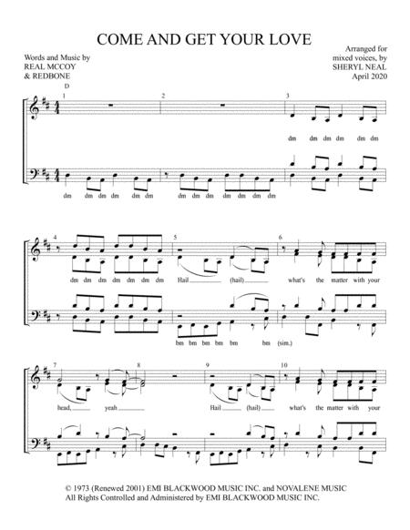 Free Sheet Music Come And Get Your Love Satb Quartet Pricing Mixed Barbershop