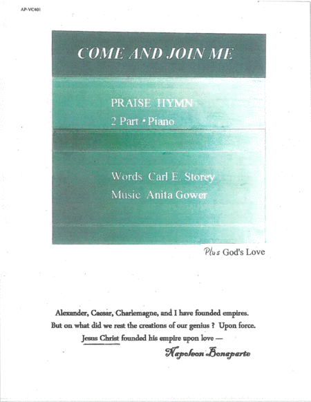 Free Sheet Music Come And Join Me 2 Pt A Praise Song