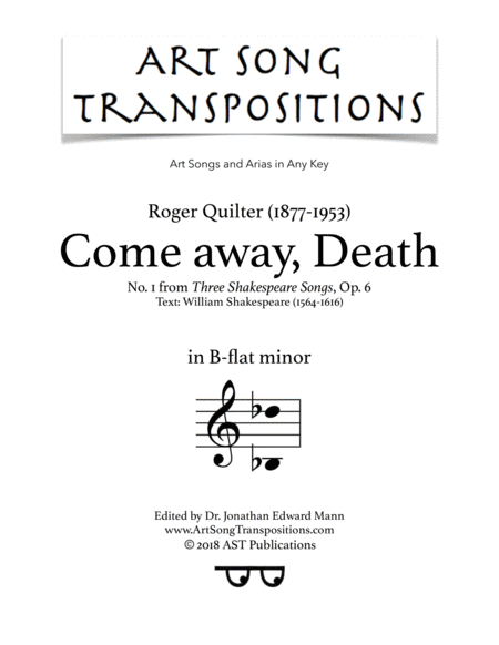 Free Sheet Music Come Away Death Op 6 No 1 B Flat Minor