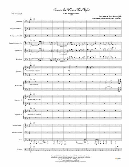 Come In From The Night Chicago Full Score Set Of Parts Sheet Music