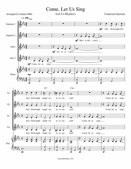 Come Let Us Sing Let Us Rejoice Ssaa Sheet Music