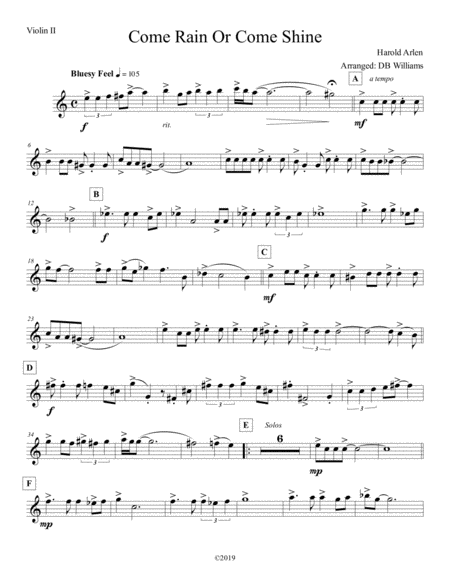 Come Rain Or Come Shine Violin 2 Sheet Music