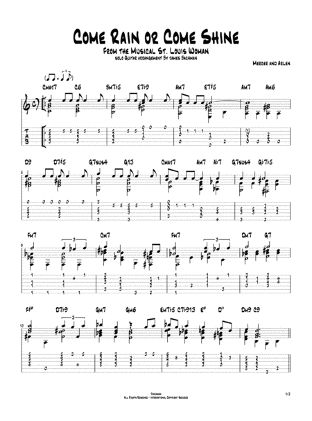 Come Rain Or Come Shine Sheet Music