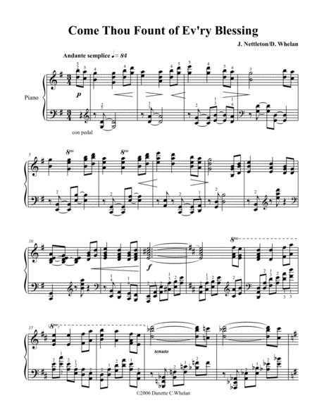 Come Thou Fount Of Ev Ry Blessing Sheet Music