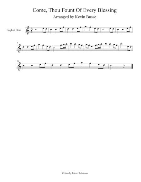 Come Thou Fount Of Every Blessing English Horn Sheet Music