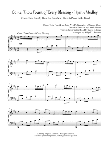 Come Thou Fount Of Every Blessing Hymn Medley Sheet Music