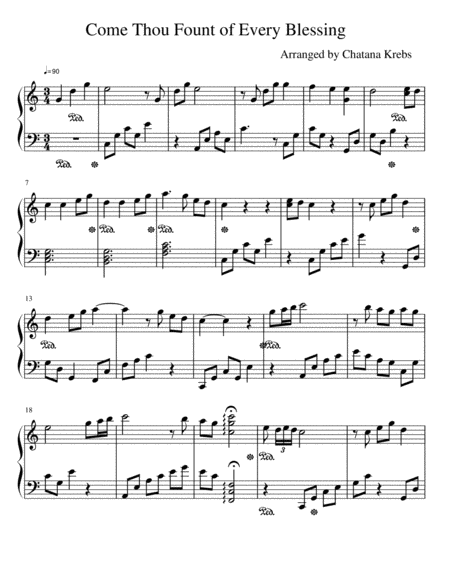 Free Sheet Music Come Thou Fount Of Every Blessing Intermediate Piano Solo