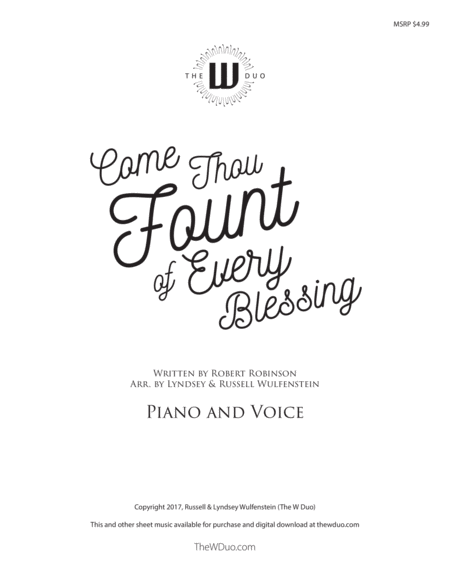 Free Sheet Music Come Thou Fount Of Every Blessing Piano And Voice Arr By The W Duo