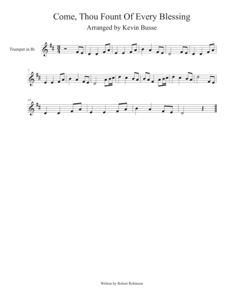 Free Sheet Music Come Thou Fount Of Every Blessing Trumpet