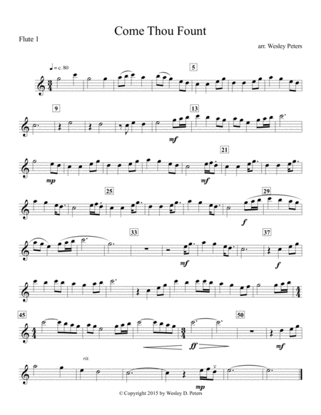 Come Thou Fount Of Every Blessing Woodwind Quartet Sheet Music