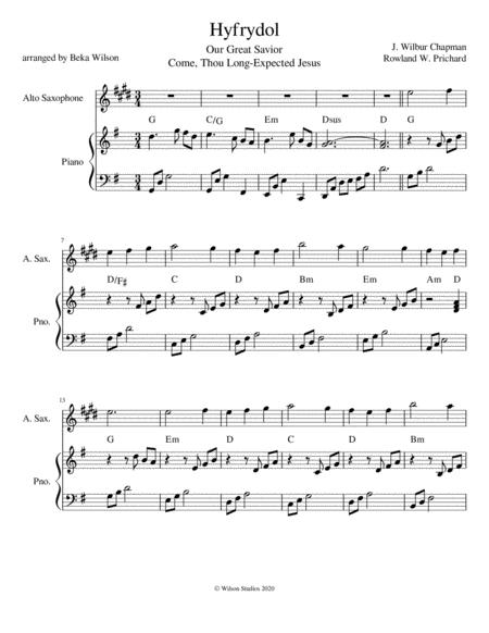 Free Sheet Music Come Thou Long Expected Jesus Alto Saxophone Solo