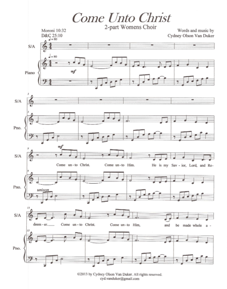 Come Unto Christ Sheet Music