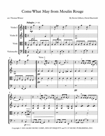 Free Sheet Music Come What May Moulin Rouge String Quartet Trio Duo Or Solo Violin