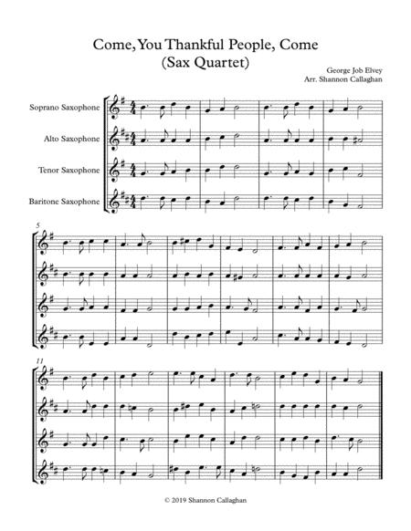 Come You Thankful People Come Sax Quartet Sheet Music