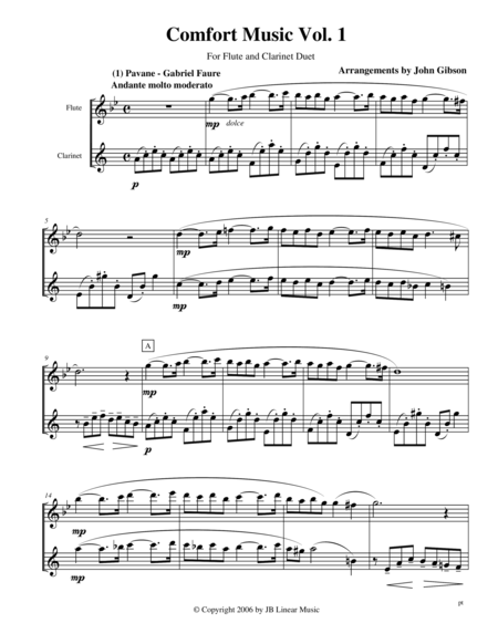 Comfort Music For Flute And Clarinet Duet Sheet Music