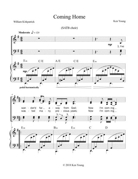 Coming Home By Ken Young For Satb Choir Sheet Music