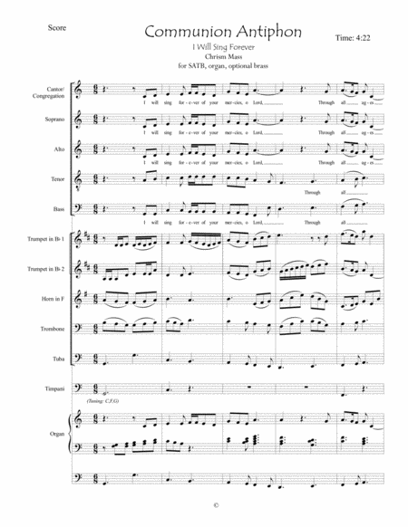 Communion Antiphon For The Chrism Mass For Satb Orchestra And Congregation Sheet Music