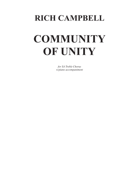 Free Sheet Music Community Of Unity Sa Piano