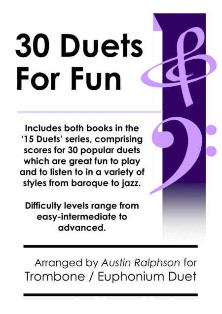 Free Sheet Music Complete Book Of 30 Trombone Duets Or Euphonium Duets For Fun Popular Classics Volumes 1 And 2 Various Levels