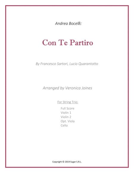 Free Sheet Music Con Te Partiro For String Trio