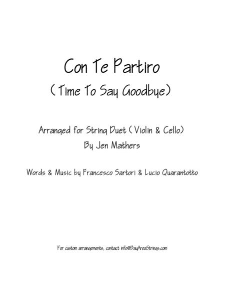 Con Te Partiro Time To Say Goodbye Violin Cello Duet Sheet Music