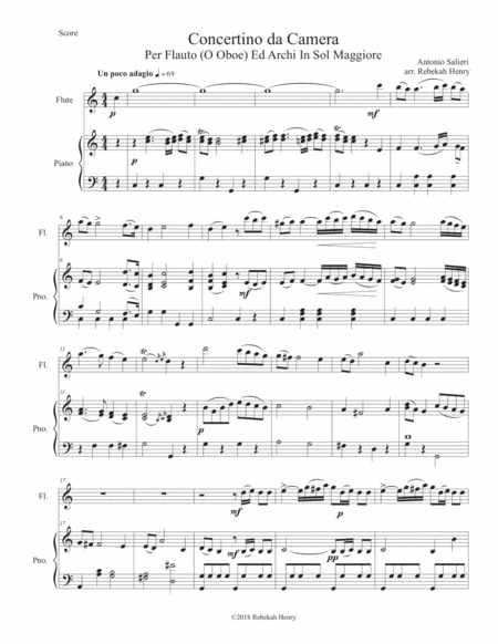 Free Sheet Music Concertino Da Camera By Antonio Salieri Mmt Ii Oboe And Piano