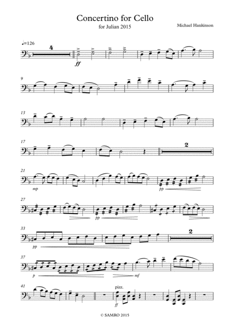 Free Sheet Music Concertino For Cello