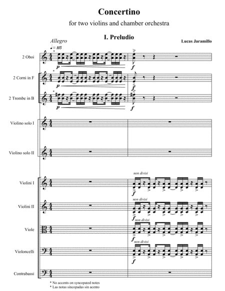 Concertino For Two Violins And Chamber Orchestra Sheet Music