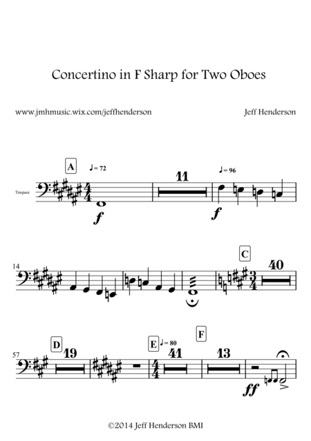 Free Sheet Music Concertino In F Sharp For Two Oboes With Key Signature