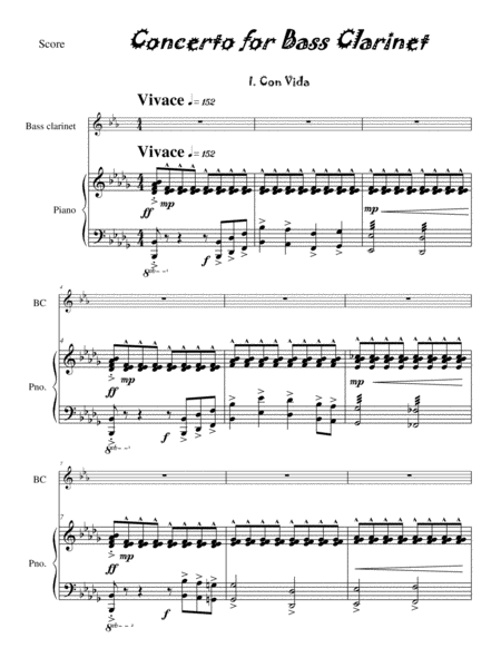 Free Sheet Music Concerto For Bass Clarinet