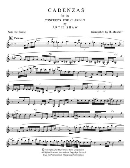 Free Sheet Music Concerto For Clarinet Cadenzas Only