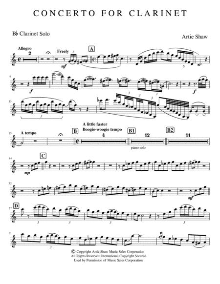 Concerto For Clarinet Original Version For Big Band And Strings Sheet Music